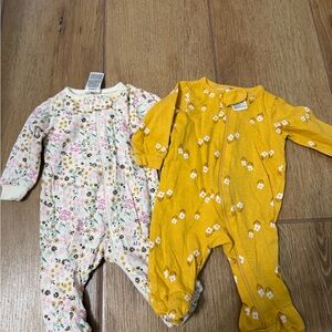 Gerber Floral and Mustard Kids One Piece Footies